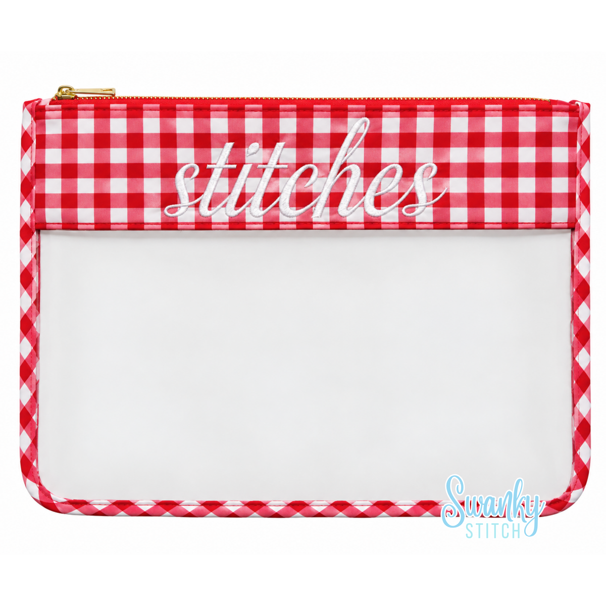Red Gingham Stitches Project Bag