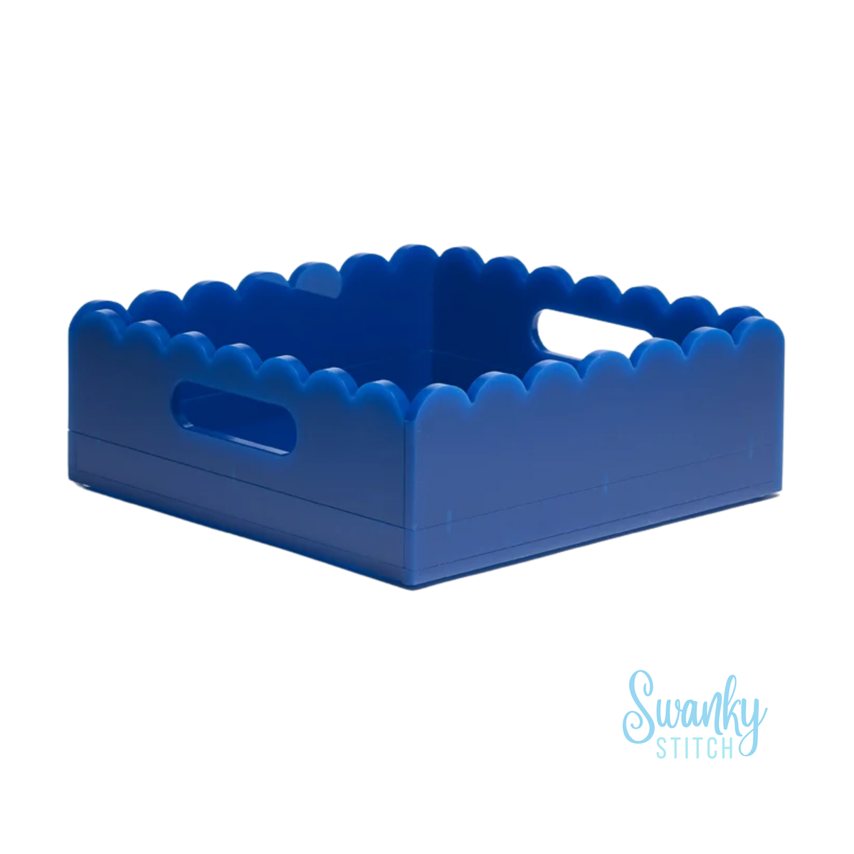 Scallop Acrylic Tray- 8" Square- Dark Blue