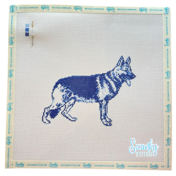 Vintage Blue Toile German Shepherd
