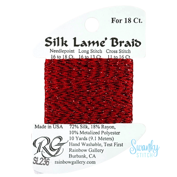 Silk Lamé Braid 18 SL236 True Red