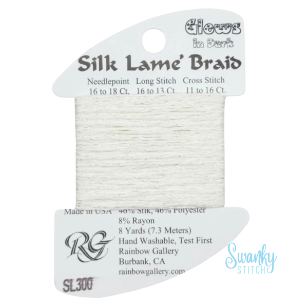 Silk Lamé Braid 18 SL300 Glow in the dark White