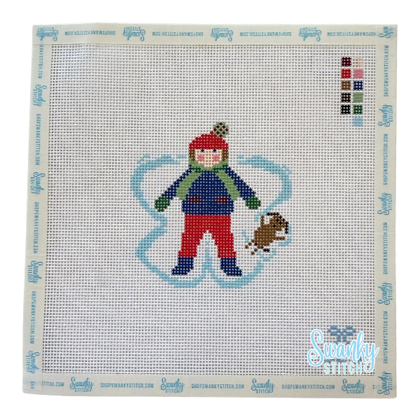 Snow Angel Boy with Dog