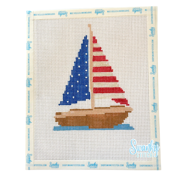 American Flag Boat 13 mesh canvas