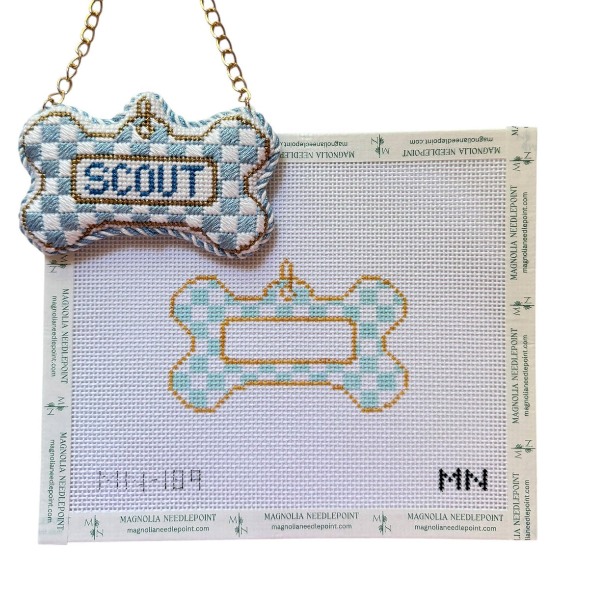 Blue Check Dog Tag Canvas: No Name