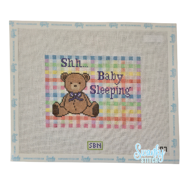 Gingham Baby Sleeping with Bear