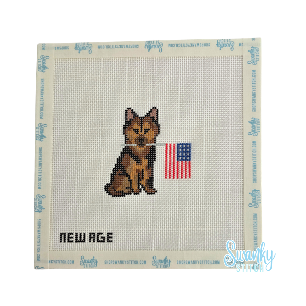 German Shepherd with American Flag