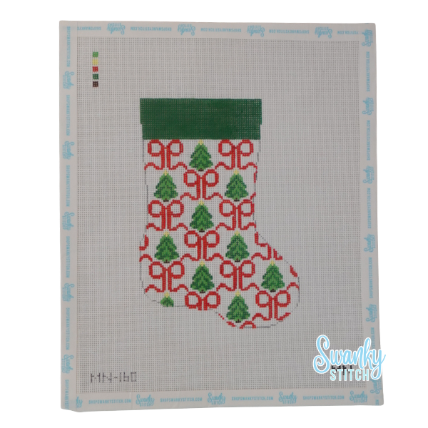 Red Bows & Trees Mini Stocking