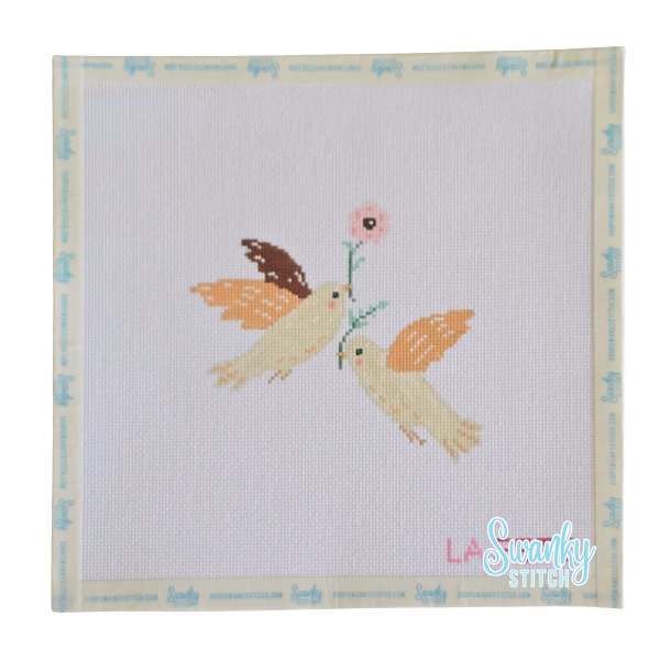 12 Days Of Christmas - Two Turtle Doves Hand Painted Needlepoint Canvas
