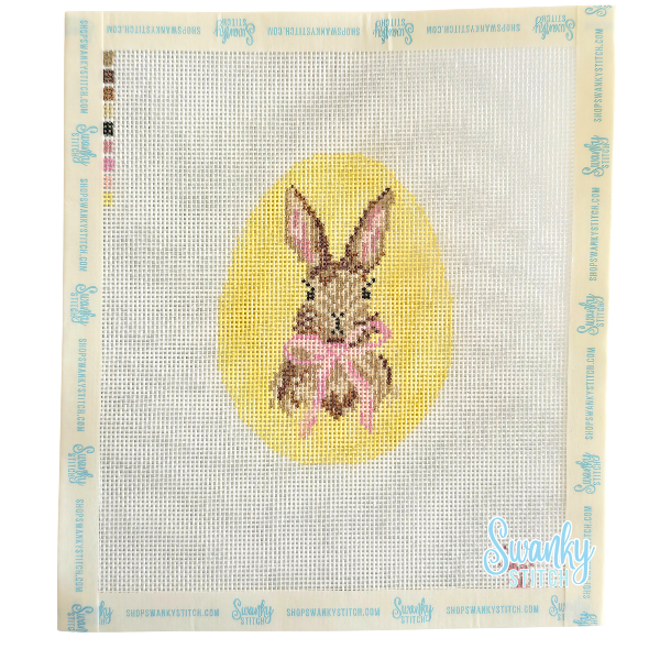 Bunny with Pink Bow Easter Egg Canvas