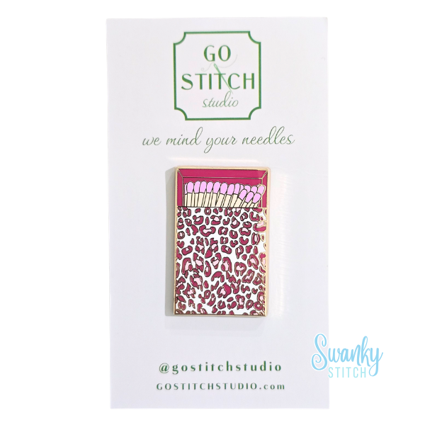 Pink Leopard Print Matchbox Needle Minder