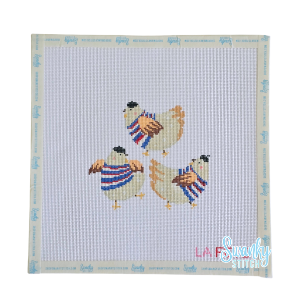 12 Days Of Christmas - Three French Hens Hand Painted Needlepoint Canvas