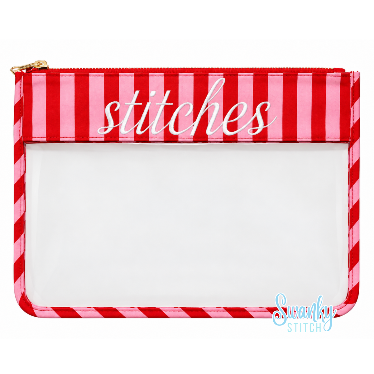 Red and Pink Stripe Stitches Project Bag