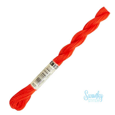 DMC 5 Pearl Cotton 606 Bright Orange Red