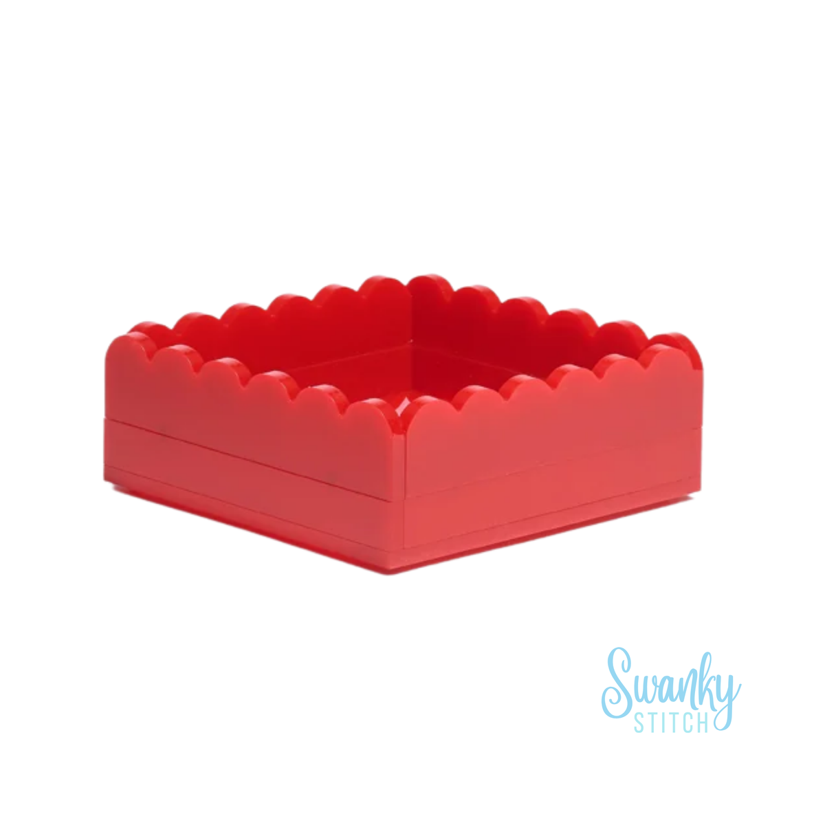 Scallop Acrylic Tray- 5" Square Red