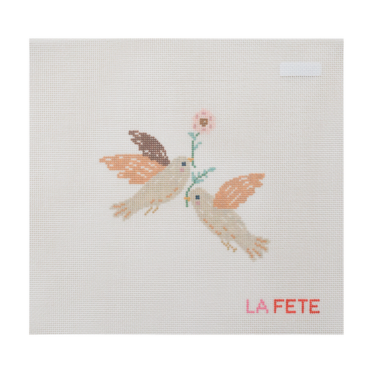 12 Days Of Christmas - Two Turtle Doves Hand Painted Needlepoint Canvas
