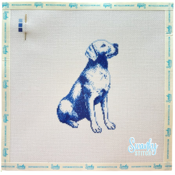 Vintage Blue Toile Labrador Retriever