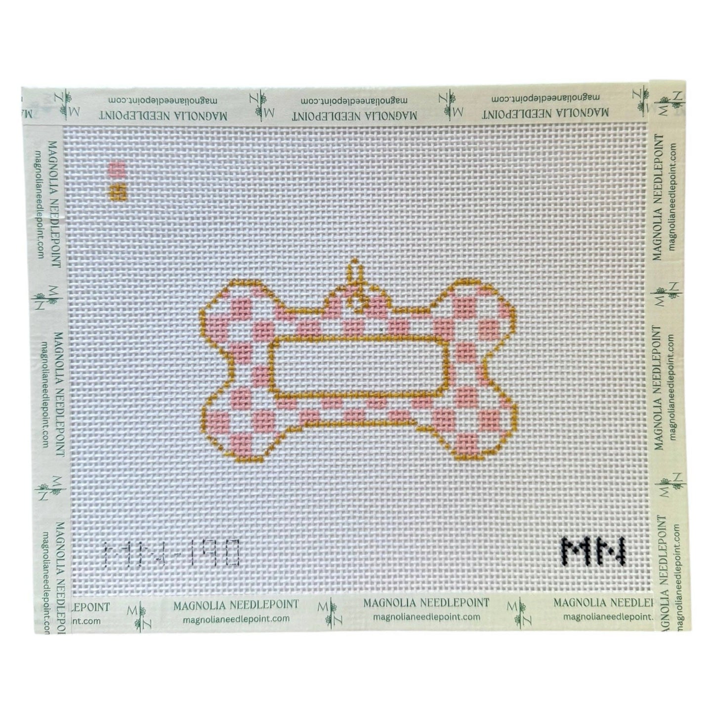 Pink Check Dog Tag Canvas: No Name