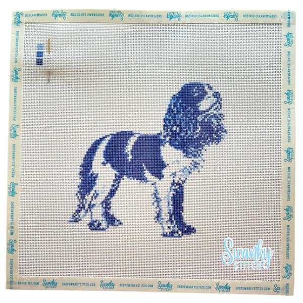 Vintage Blue Toile King Charles Cavalier