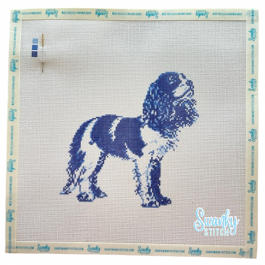 Vintage Blue Toile King Charles Cavalier