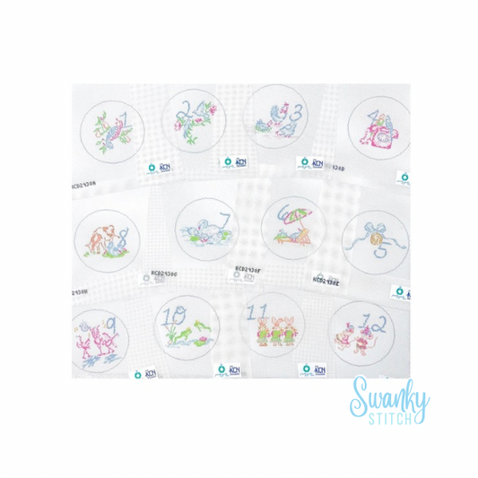 12 Days of Christmas Rounds Set Printed Canvas