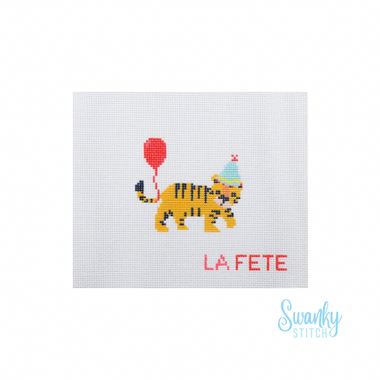 Party Animals - Tiger Hand Painted Needlepoint Canvas