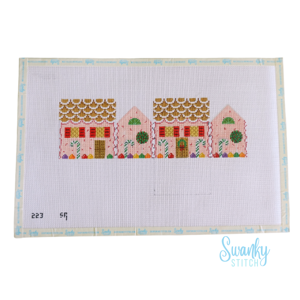 Pink Peppermint and Candy Canes, 3D Gingerbread House - 18 mesh