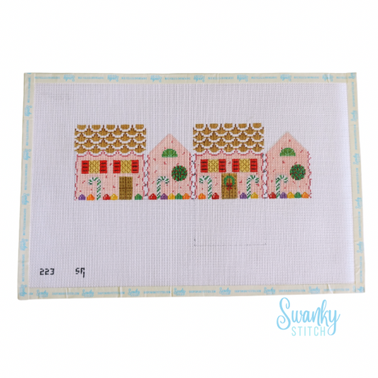 Pink Peppermint and Candy Canes, 3D Gingerbread House - 18 mesh