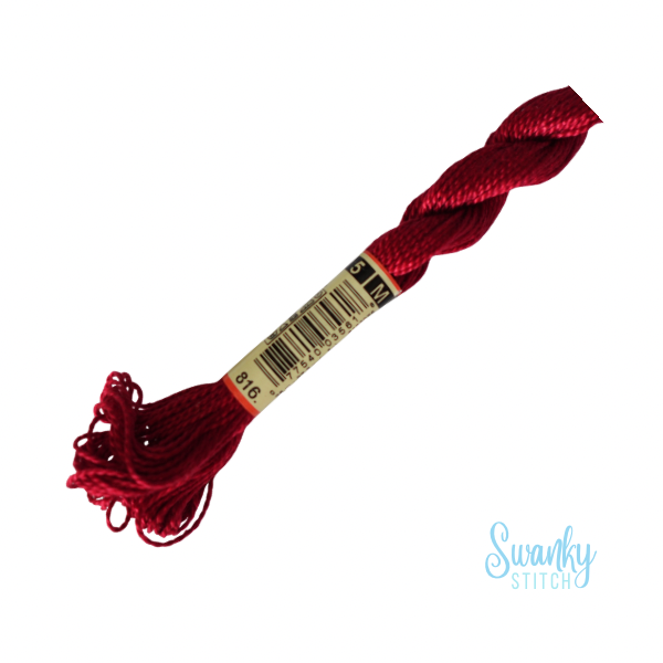 DMC 5 Pearl Cotton 816 Cherry Red