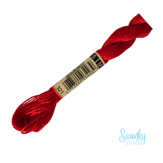 DMC 5 Pearl Cotton 321 Carmine Red
