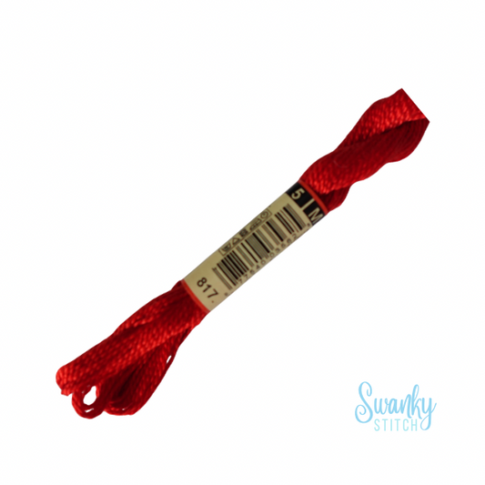 DMC 5 Pearl Cotton 817 Japanese Red