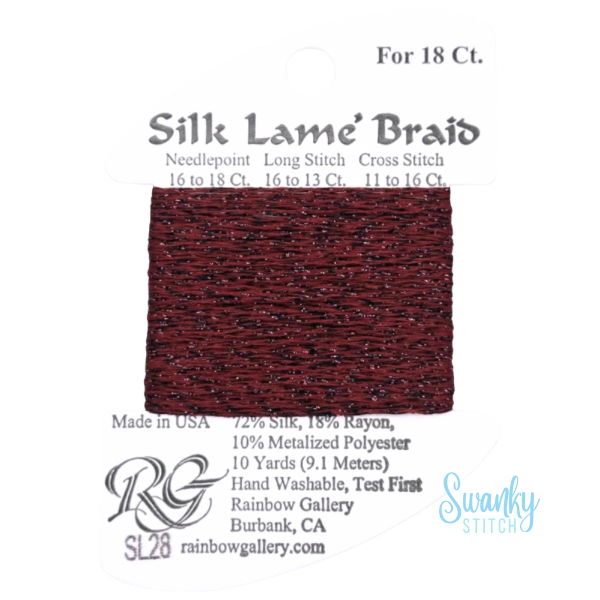 Silk Lamé Braid 18 SL28 Burgundy