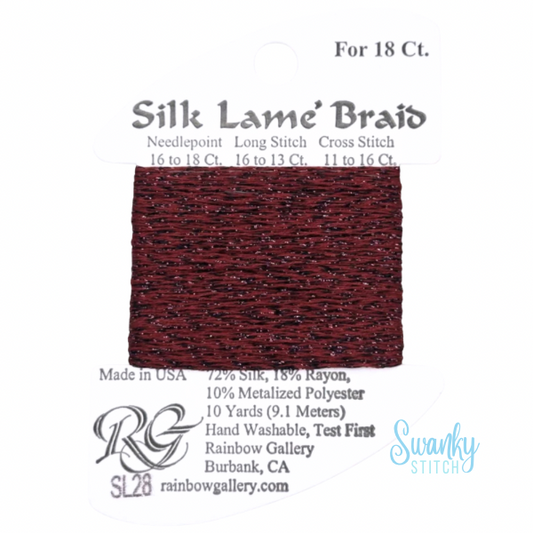 Silk Lamé Braid 18 SL28 Burgundy