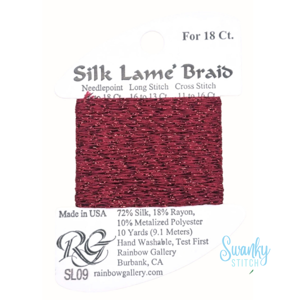 Silk Lamé Braid 18 SL09 Dark Red