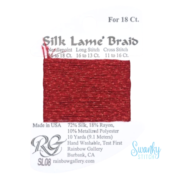 Silk Lamé Braid 18 SL08 Red