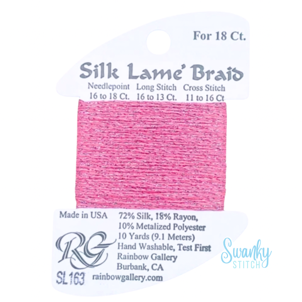 Silk Lamé Braid 18 SL163 Medium Rose