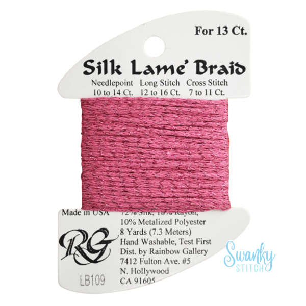 Silk Lamé Braid 18 SL109 Medium Raspberry