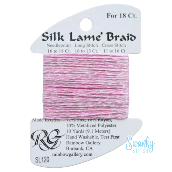 Silk Lamé Braid 18 SL120 Lite Raspberry