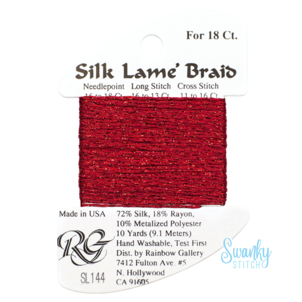 Silk Lamé Braid 18 SL144 Christmas Red