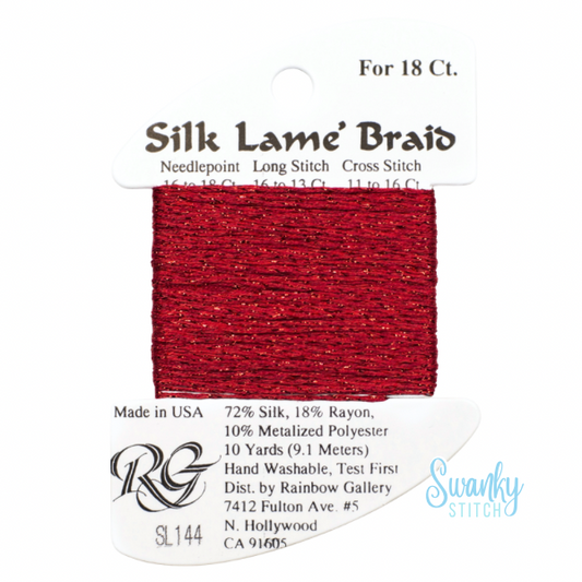 Silk Lamé Braid 18 SL144 Christmas Red