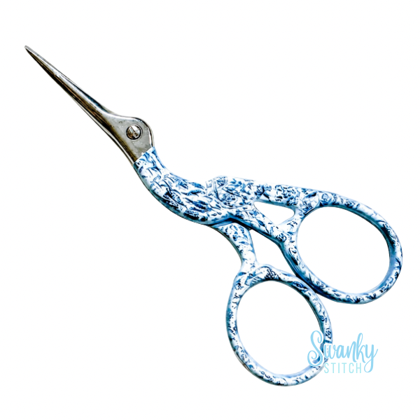 Needlepoint Print Crane Scissors- Small