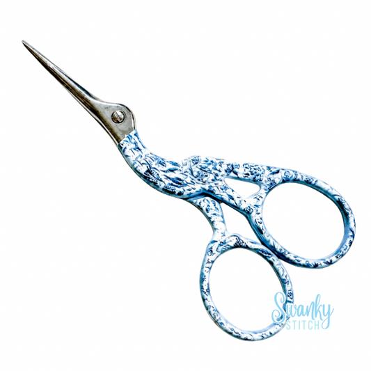 Needlepoint Print Crane Scissors- Small