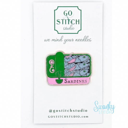 Pink and Green Sardine Can Needle Minder