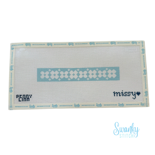 Key Fob Floral Inverse Sky Blue