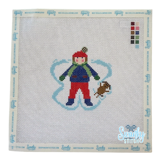 Snow Angel Boy with Dog