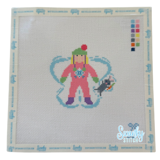 Snow Angel Girl with Bunny