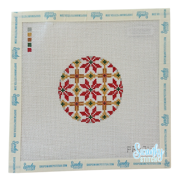 Poinsettia Round Ornament 3" 18