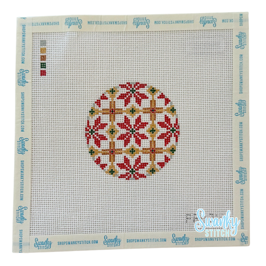 Poinsettia Round Ornament 3" 18