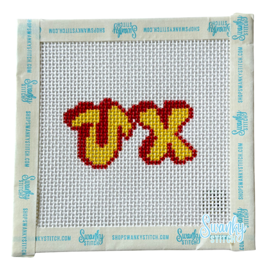 Sorority Bubble Letter Needlepoint Canvas: CHI OMEGA