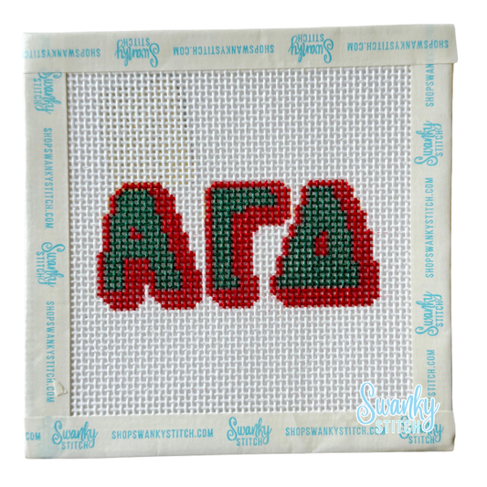 Sorority Bubble Letter Needlepoint Canvas: ALPHA GAMMA DELTA