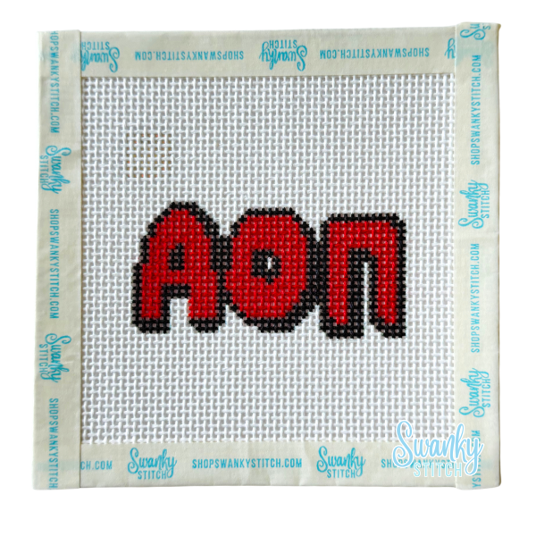 Sorority Bubble Letter Needlepoint Canvas: ALPHA OMICRON PI